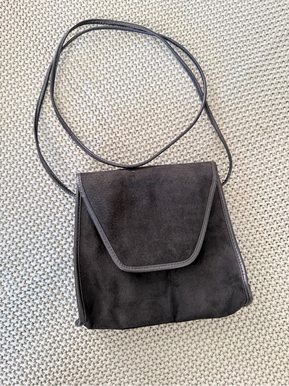 Vintage Italian Black Suede Shoulder Bag Small Purse